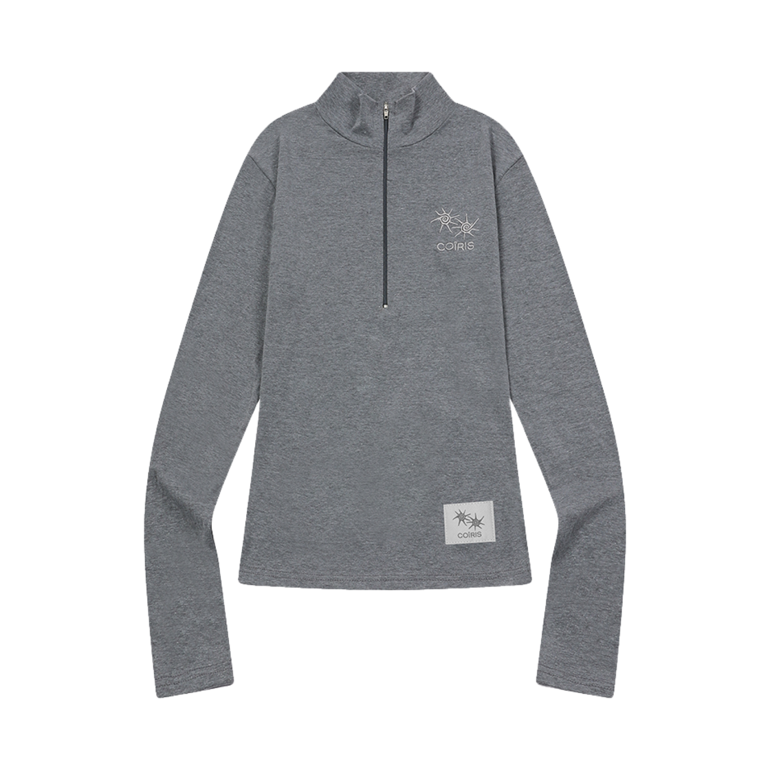코이리스 유이나 라이트 슬림핏 크롭 반집업 그레이(Coiris Yuina Light Slim Fit Crop Half Zip-Up Gray)