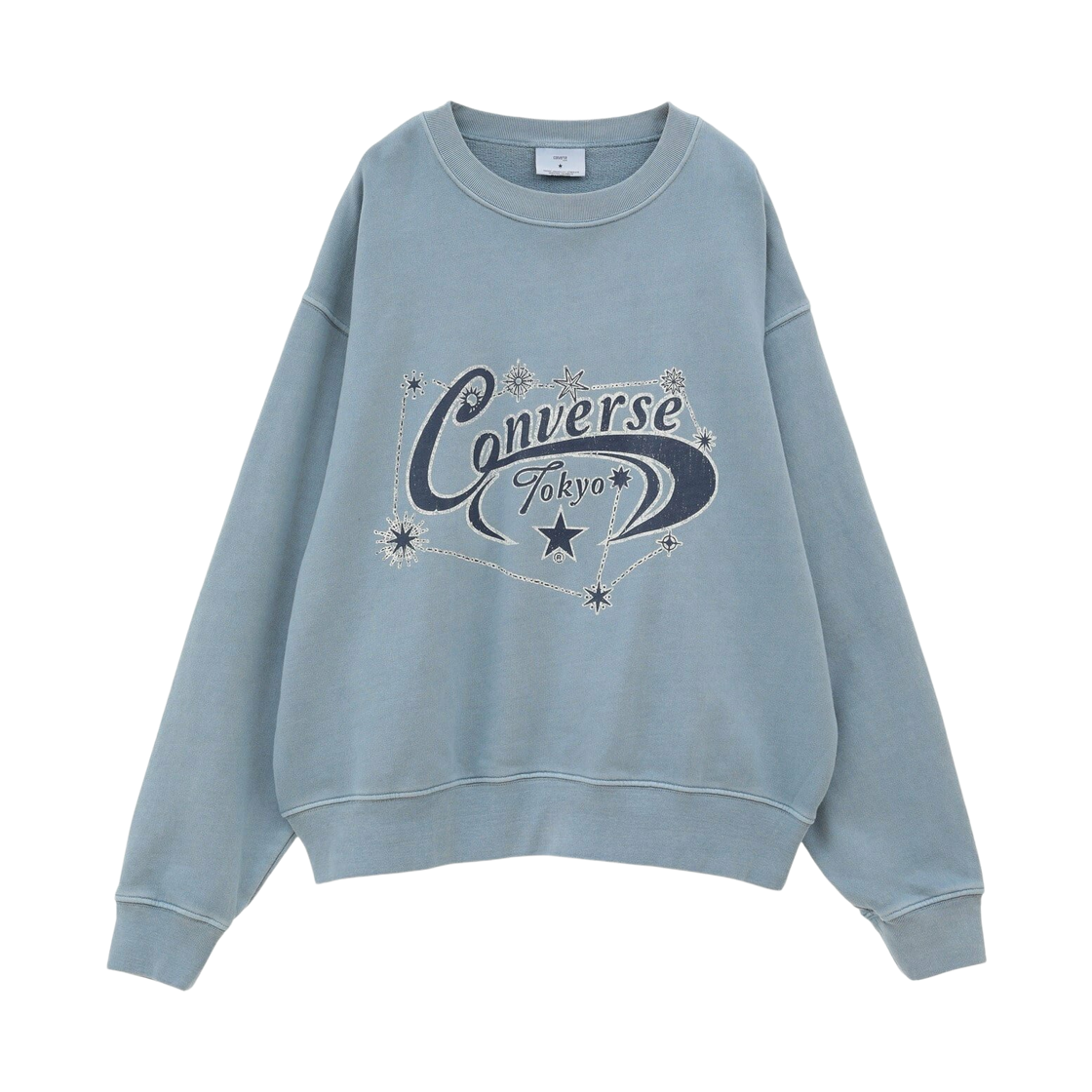 컨버스 도쿄 피그먼트 다이 컨스텔레이션 프린트 스웨트 색소폰 블루(Converse Tokyo Pigment Dye Constellation Print Sweat Saxophone Blue)