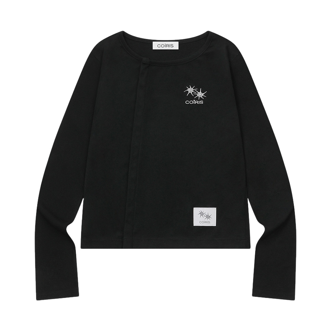 코이리스 카나 언발란스 버튼 롱 슬리브 티 블랙(Coiris Cana Unbalance Button Long Sleeve T Black)