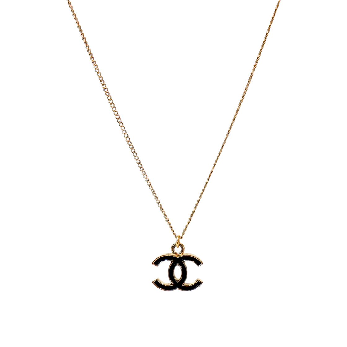 IT5UM9JHDIE8 Chanel Black CC Gold Necklace