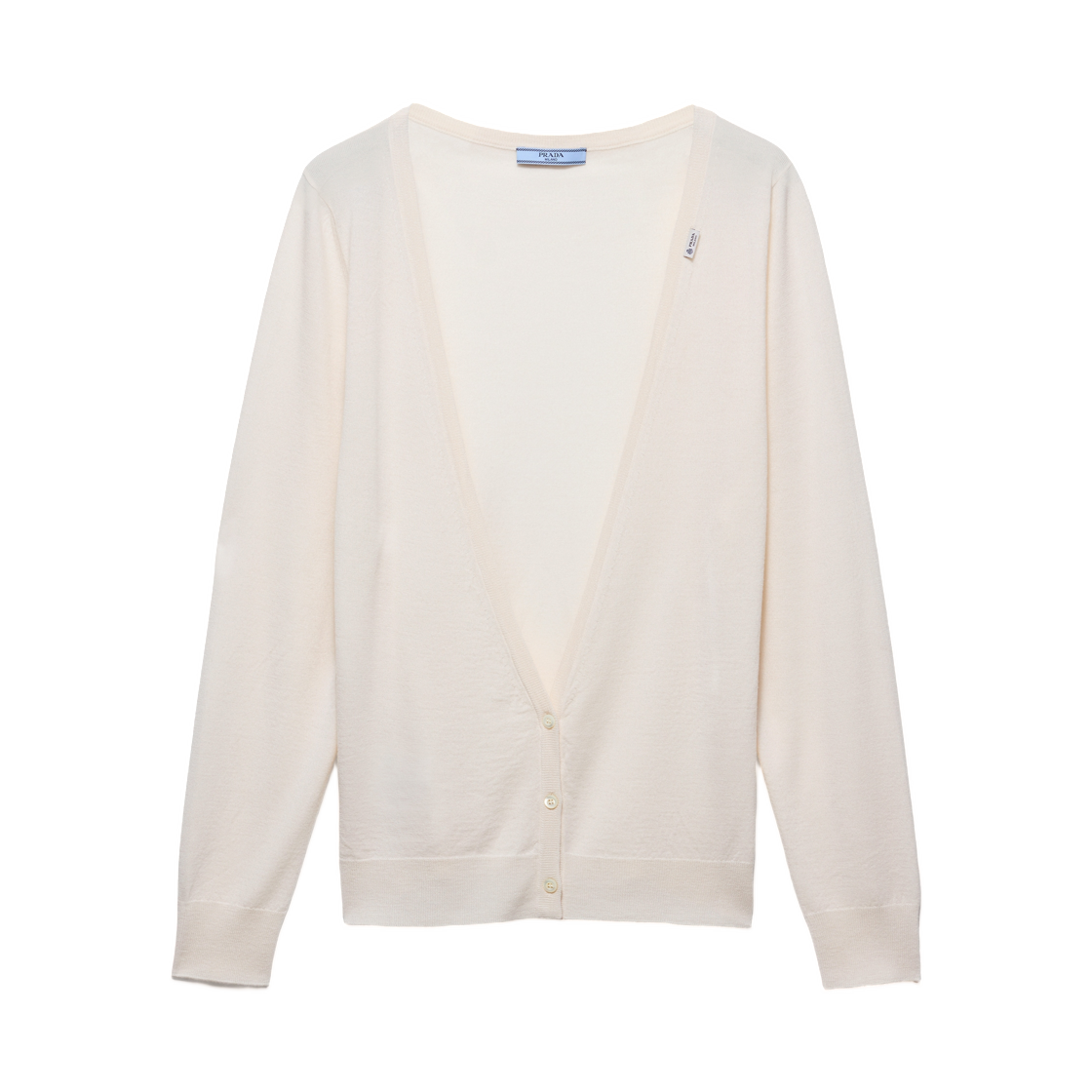 P25O22-19VK-F0009 (W) Prada Cashmere Cardigan White