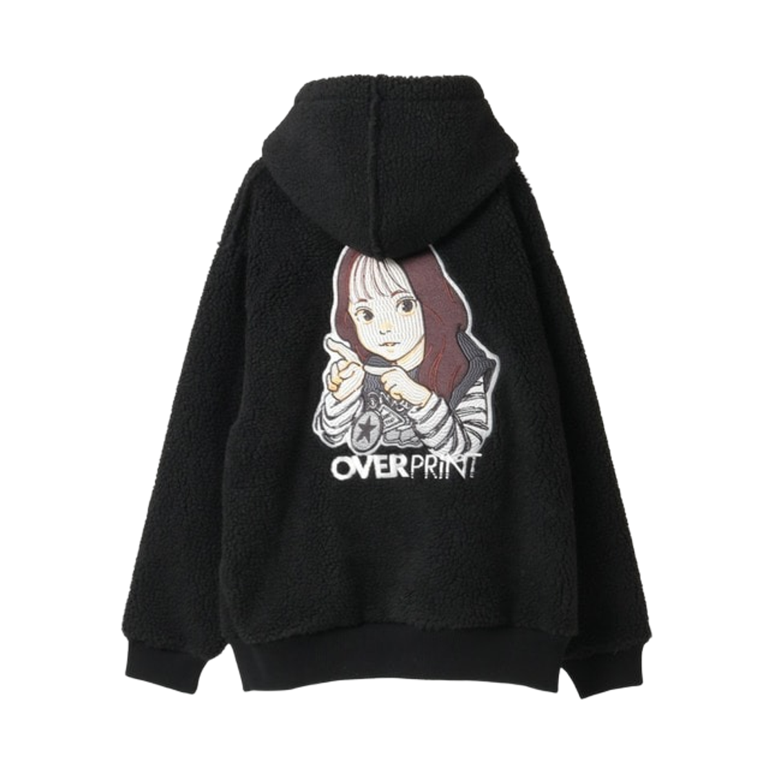 컨버스 도쿄 x 오버 프린트 코토 사인 걸 본딩 보아 후드 블랙(Converse Tokyo x Over Print Cotoh Sign Girl Bonding Boa Hoodie Black)