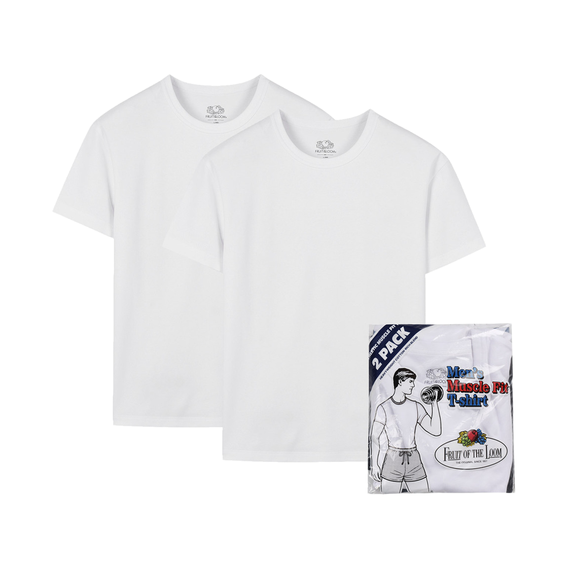 프룻오브더룸 2PACK 머슬핏 티셔츠 화이트(fruitoftheloom 2PACK Muscle Fit T-shirts WHITE) - 1