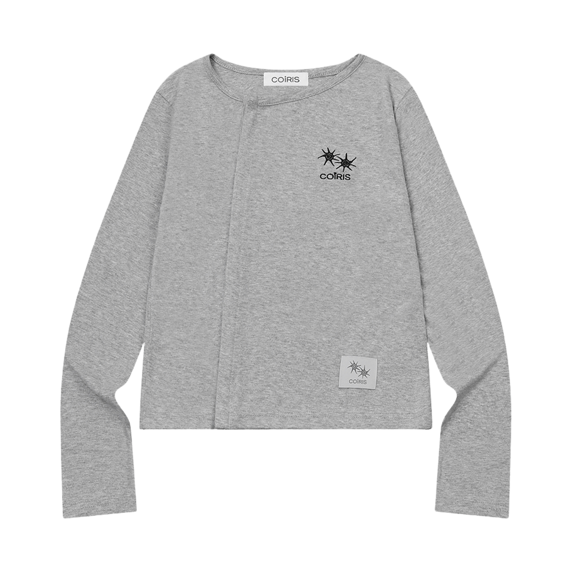 코이리스 카나 언발란스 버튼 롱 슬리브 티 그레이(Coiris Cana Unbalance Button Long Sleeve T Gray) - 1