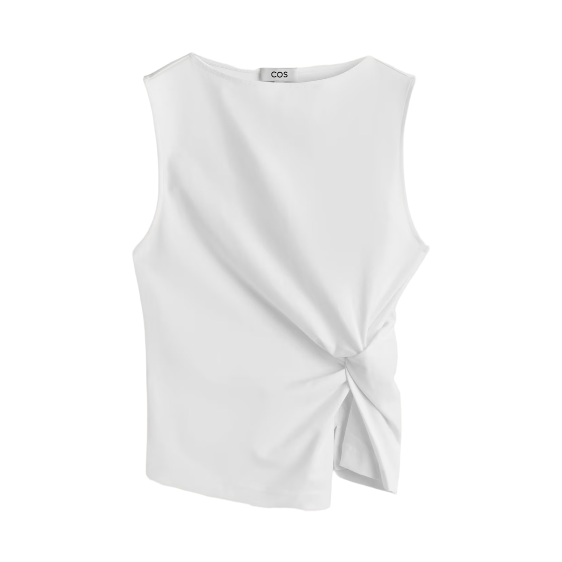 (W) 코스 트위스트 디테일 저지 탑 화이트((W) COS Twist Detail Jersey Top White)