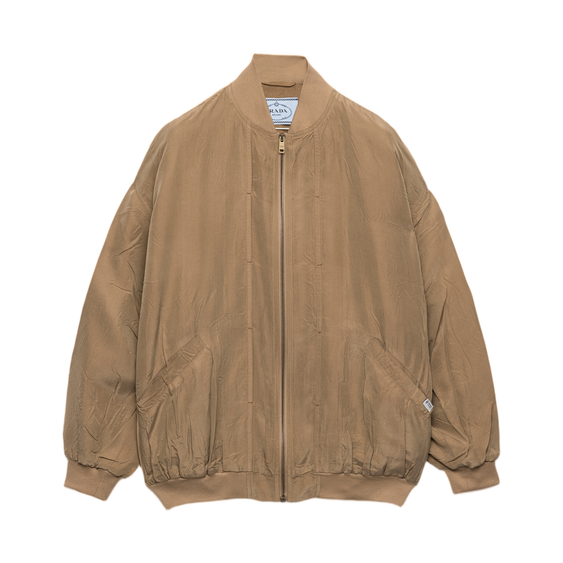 P8058-19ZL-F0241 (W) Prada Old Silk Bomber Jacket Khaki