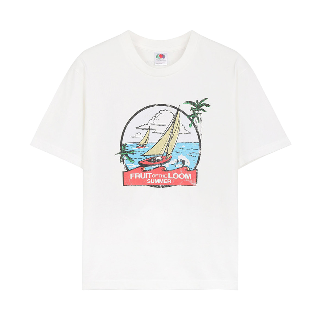 F6223LRS19WHT fruitoftheloom Florida Summer Banpal T-shirts WHITE