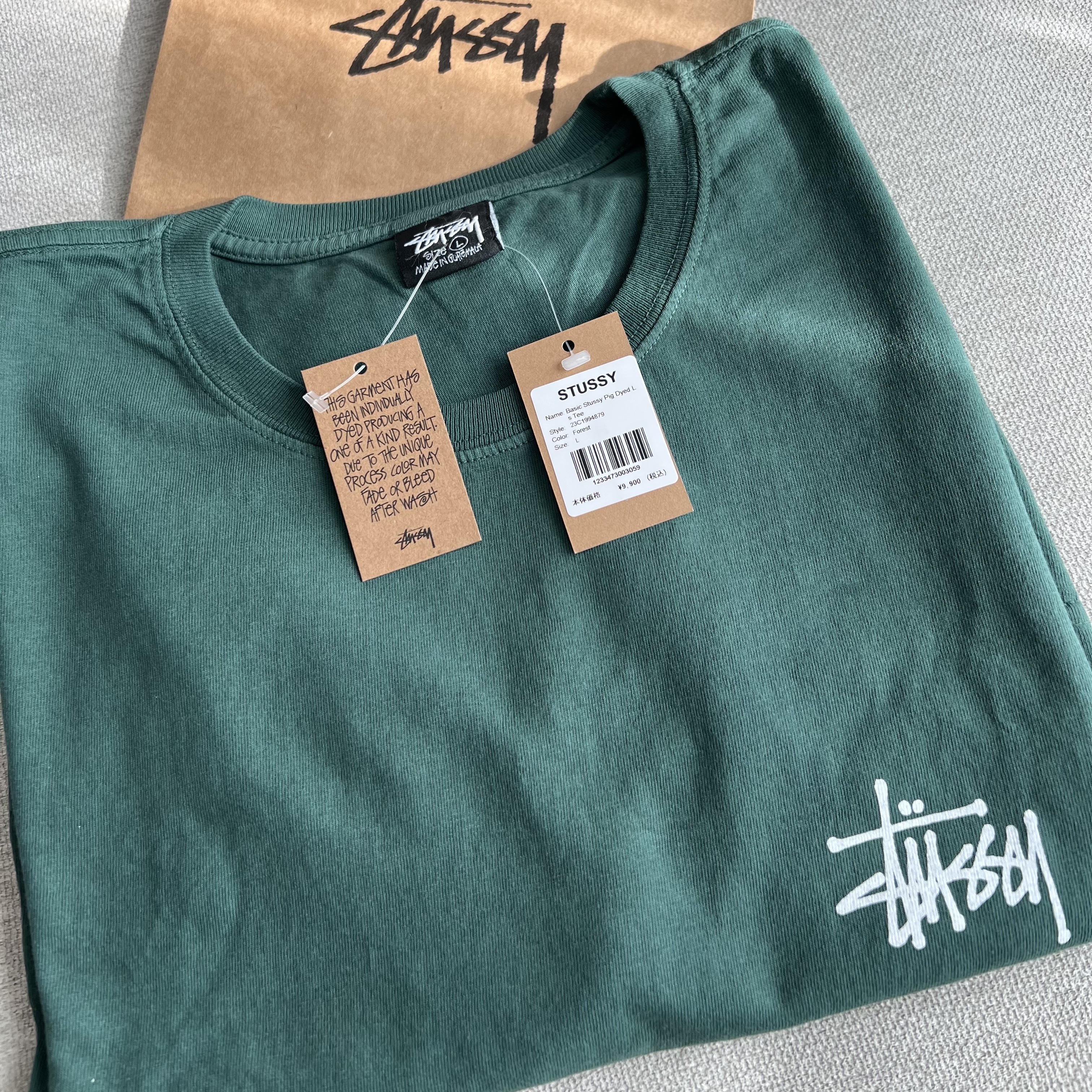 Stussy Basic Stussy Pigment Dyed LS T-Shirt Forest 2023 착용 스타일