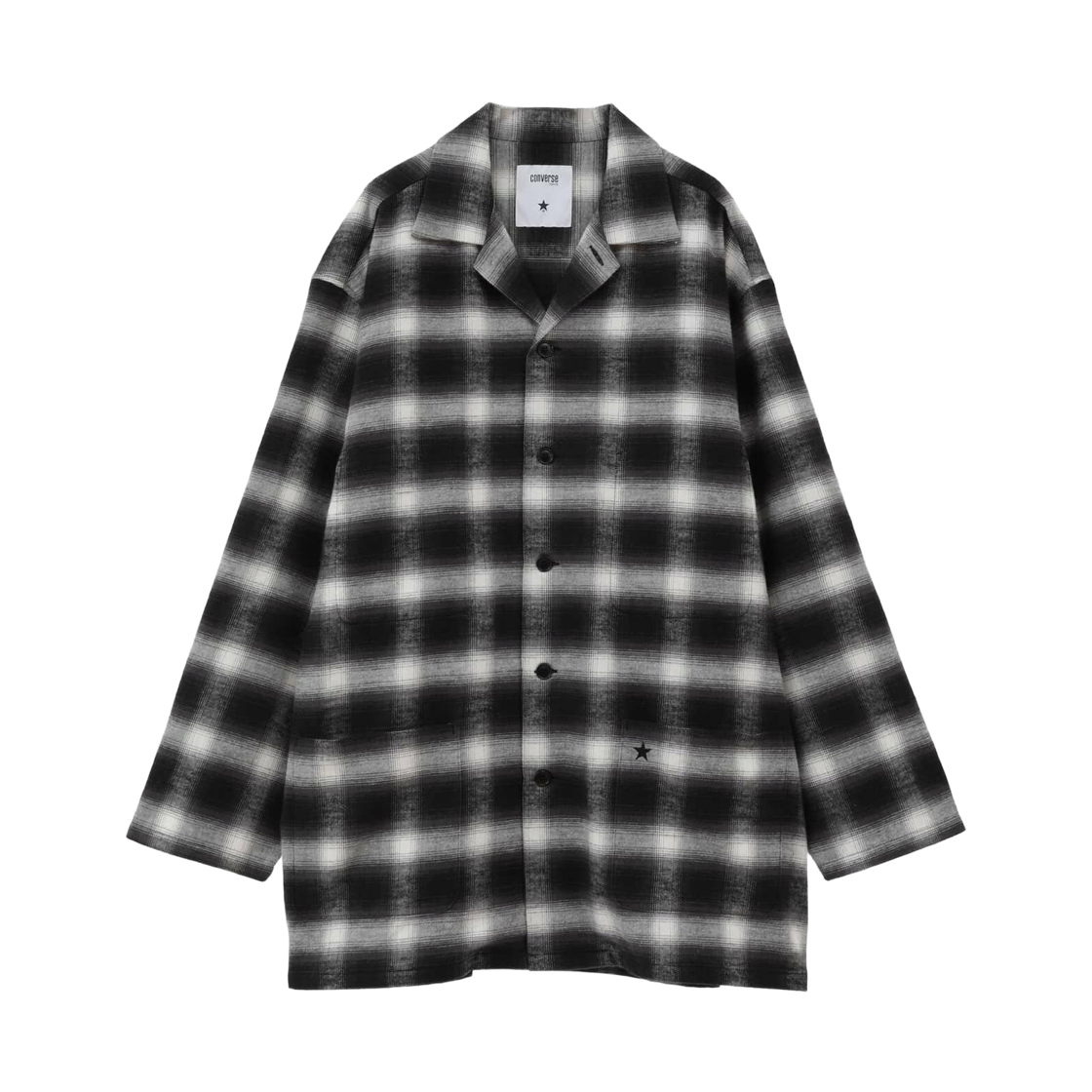 컨버스 도쿄 오버사이즈 플란넬 체크 셔츠 재킷 블랙(Converse Tokyo Oversized Flannel Checked Shirt Jacket Black) - 1