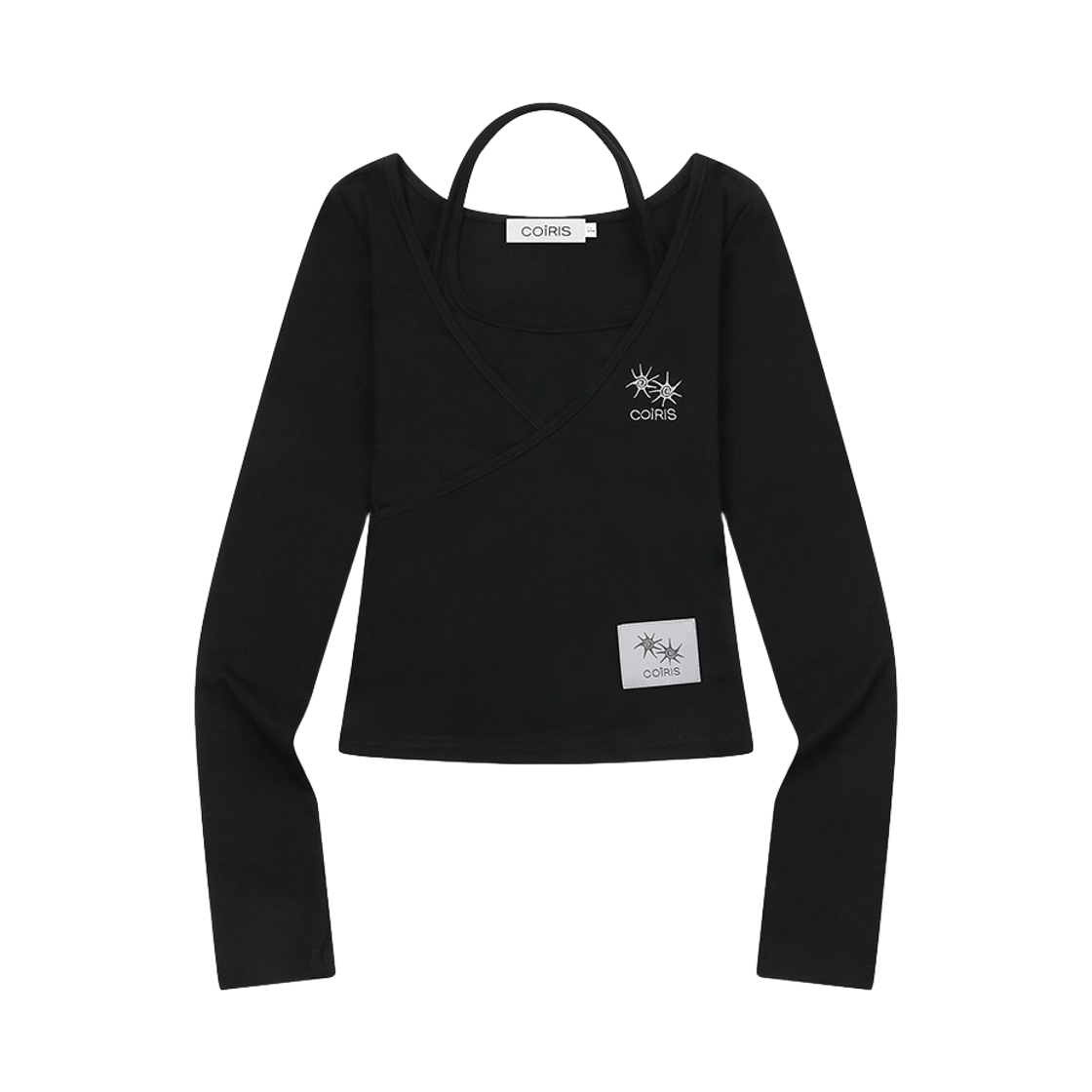 코이리스 유노아 홀터넥 레이어드 긴팔 티 블랙(Coiris Yunoa Halter Neck Layered Long Sleeve T Black)