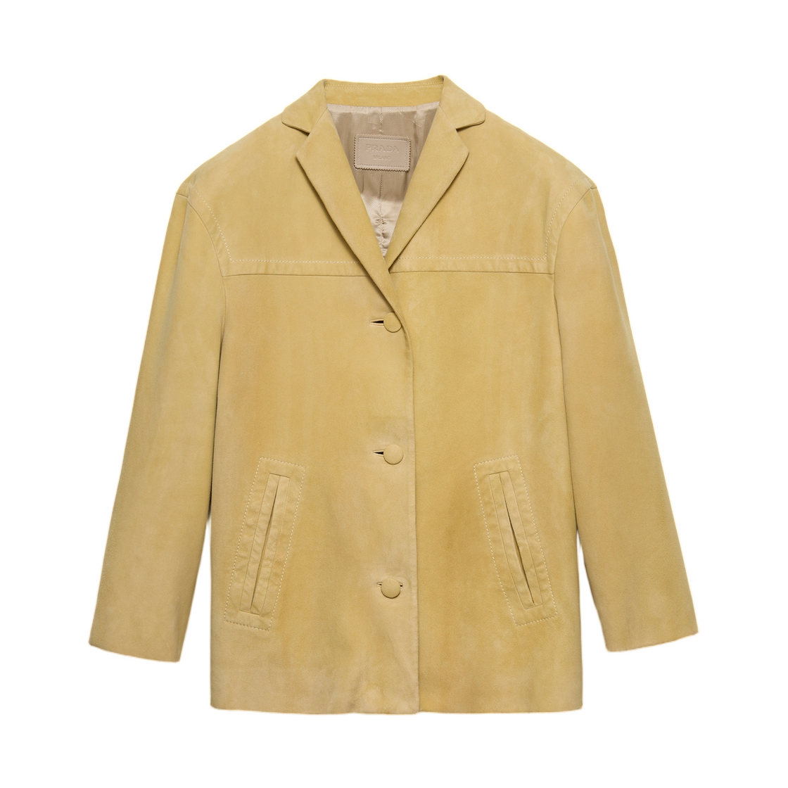 56A233-180Y-F0901 (W) Prada Suede Caban Jacket Pollen Yellow