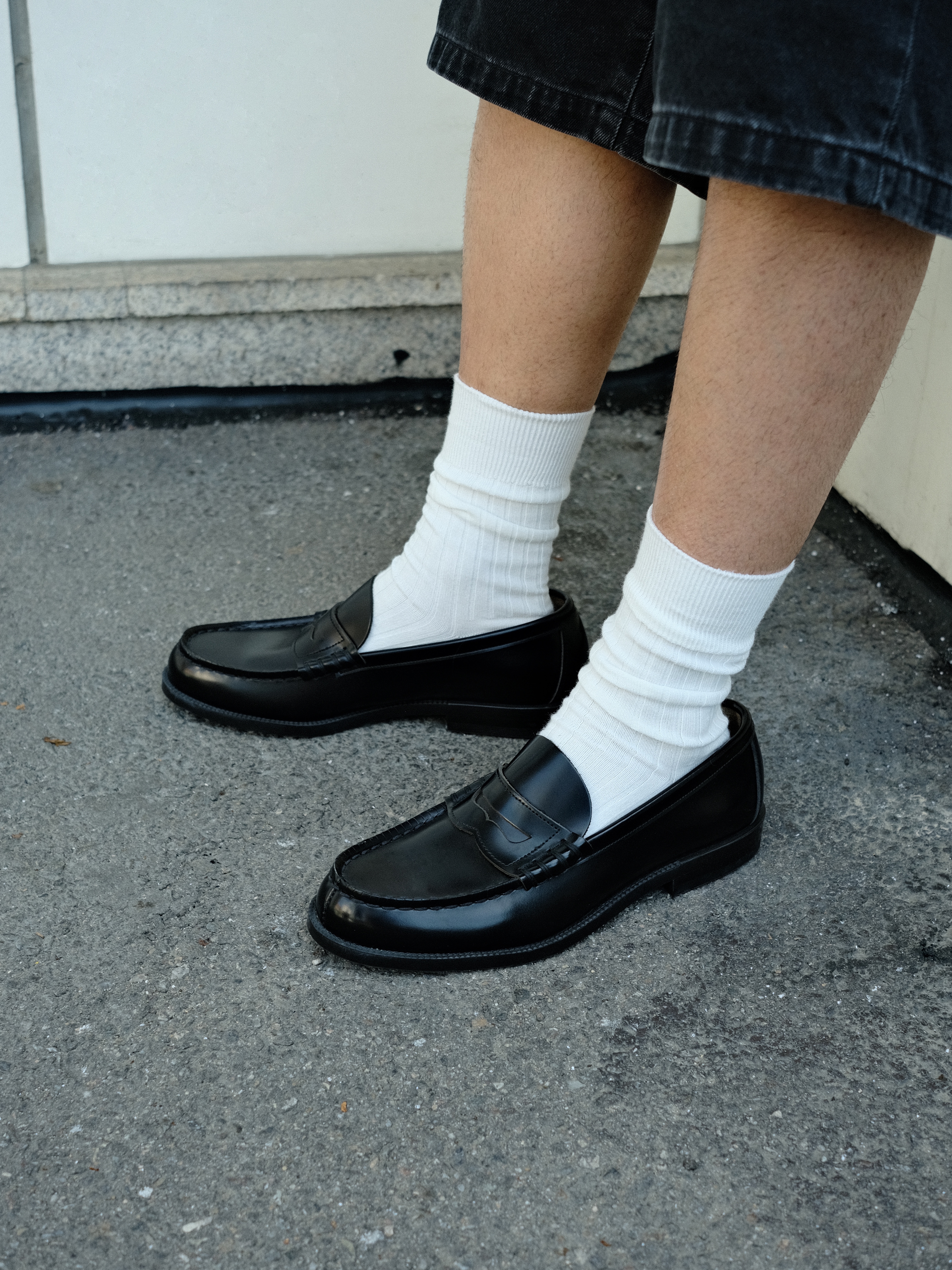 Haruta HS-906 Penny Loafer Black 착용 스타일 - 3