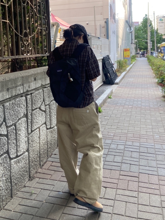 Safarispot Pocket Check Half Shirts Brown 착용 스타일 - 1