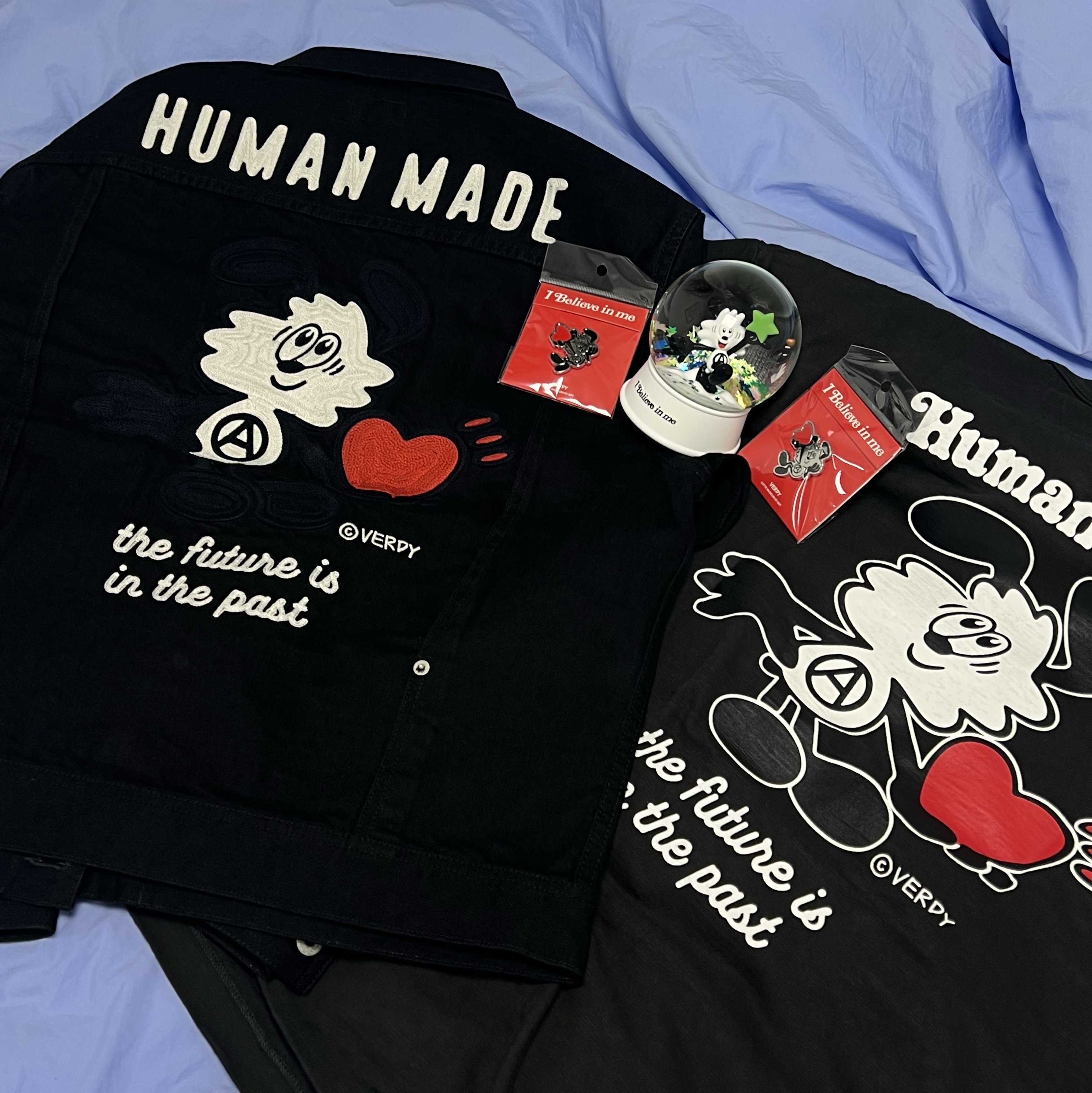 Human Made x Verdy x Lotte Museum Work Jacket Black, Human Made x Verdy x Lotte Museum Graphic T-Shirt Black 착용 스타일