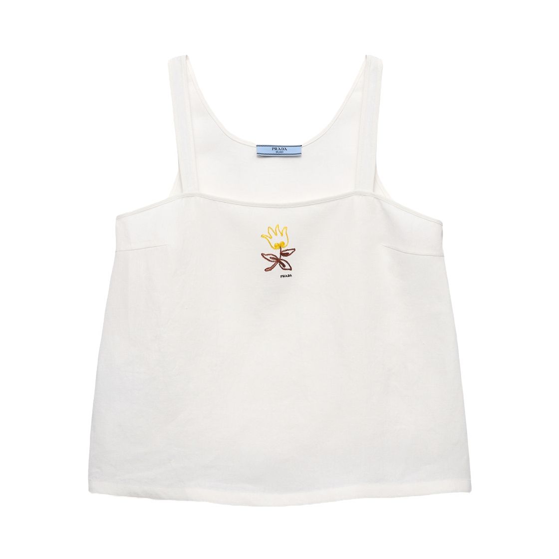 P913OR-122G-F0009 (W) Prada Embroidered Linen Top White