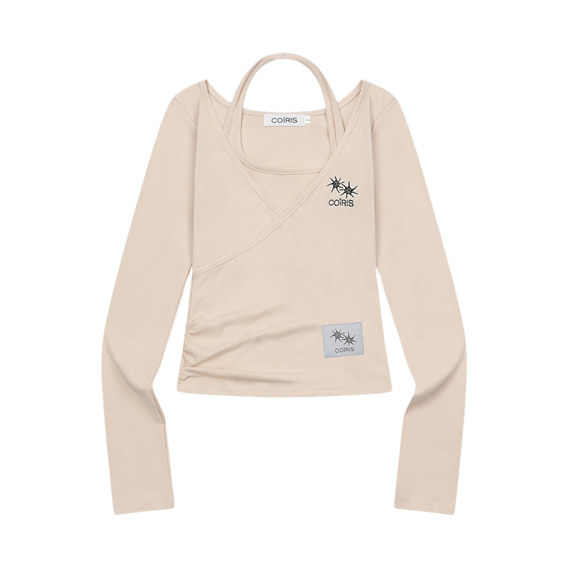 코이리스 유노아 홀터넥 레이어드 긴팔 티 베이지(Coiris Yunoa Halter Neck Layered Long Sleeve T Beige)