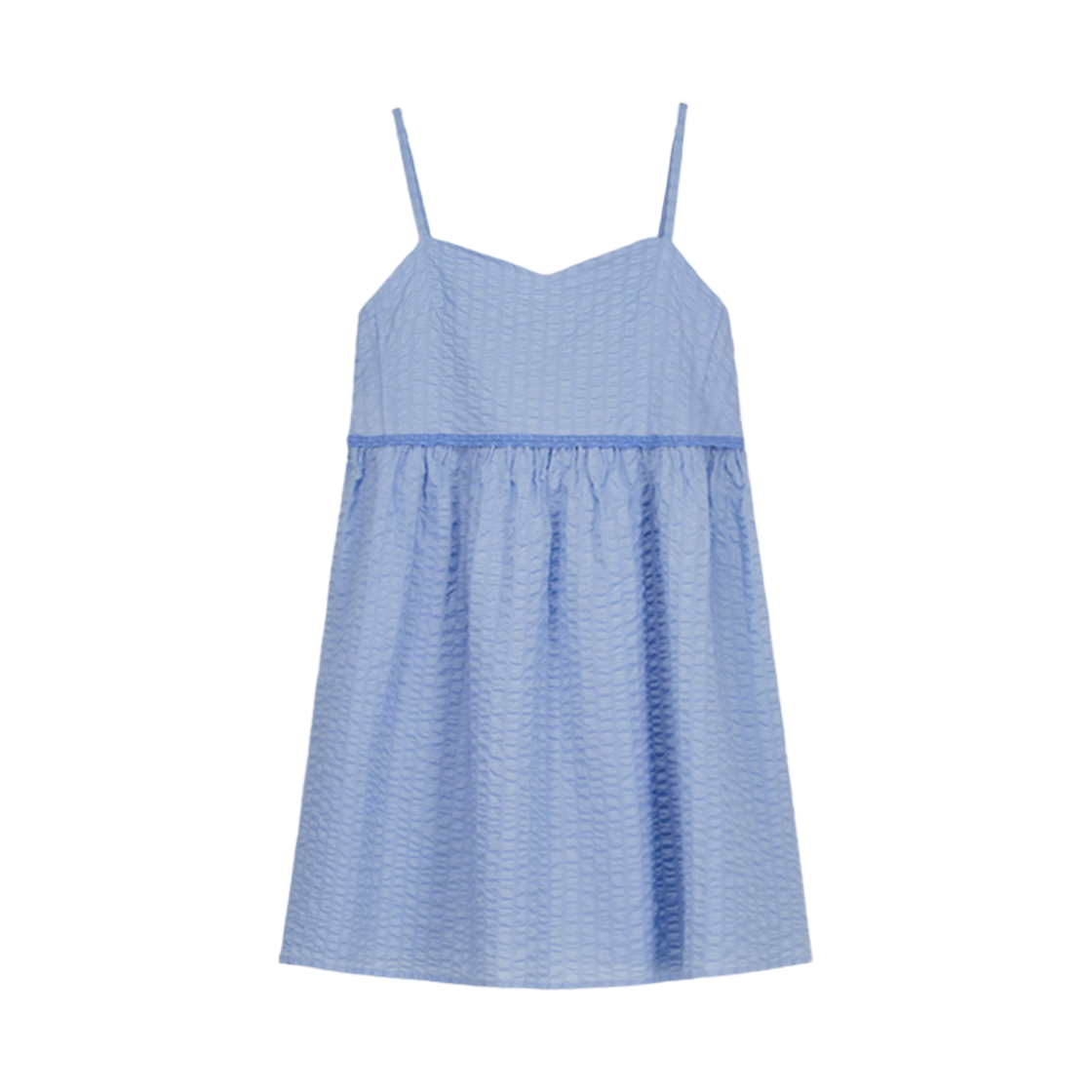 뮈르뮈르 헤인트 엠보 하트넥 스모크 원피스 블루(MURMURE Haint Heart-Neck Smocked Dress Blue)