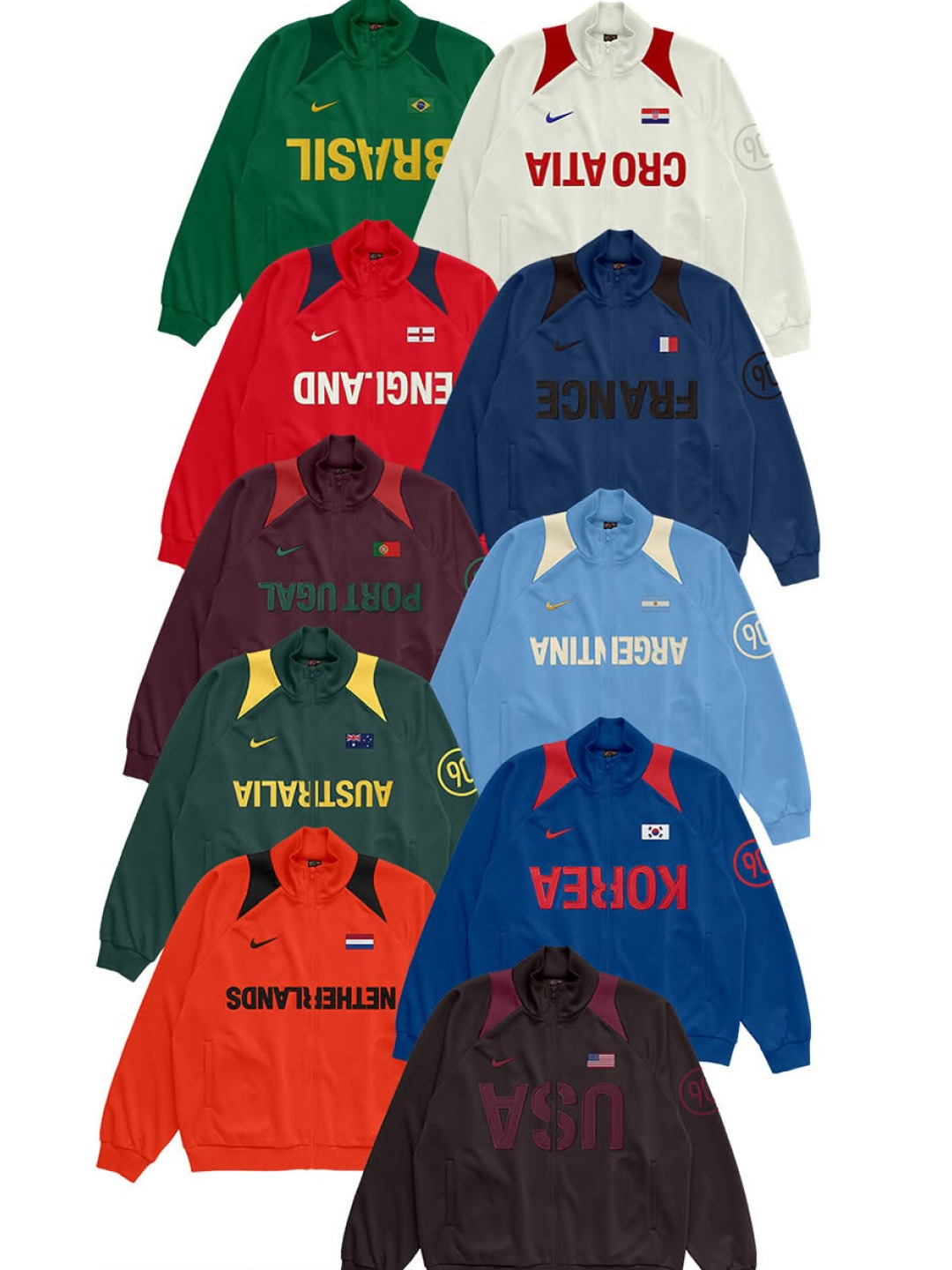 Nike x Travis Scott Cactus Jack Korea Total 90 Retro Jersey Red Blue, Nike x Travis Scott Cactus Jack Korea Total 90 Anthem Jacket Red Blue 착용 스타일 - 4