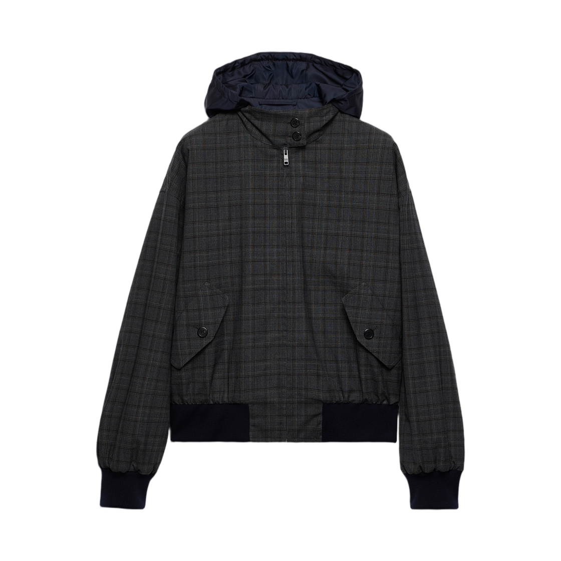 P8029-18VA-F063H (W) Prada Prince Of Wales Checked Wool Jacket Hematite