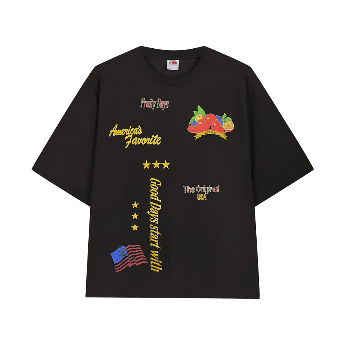 F6223LRS21BLK fruitoftheloom Tropical Raglan Banpal T-shirts BLACK