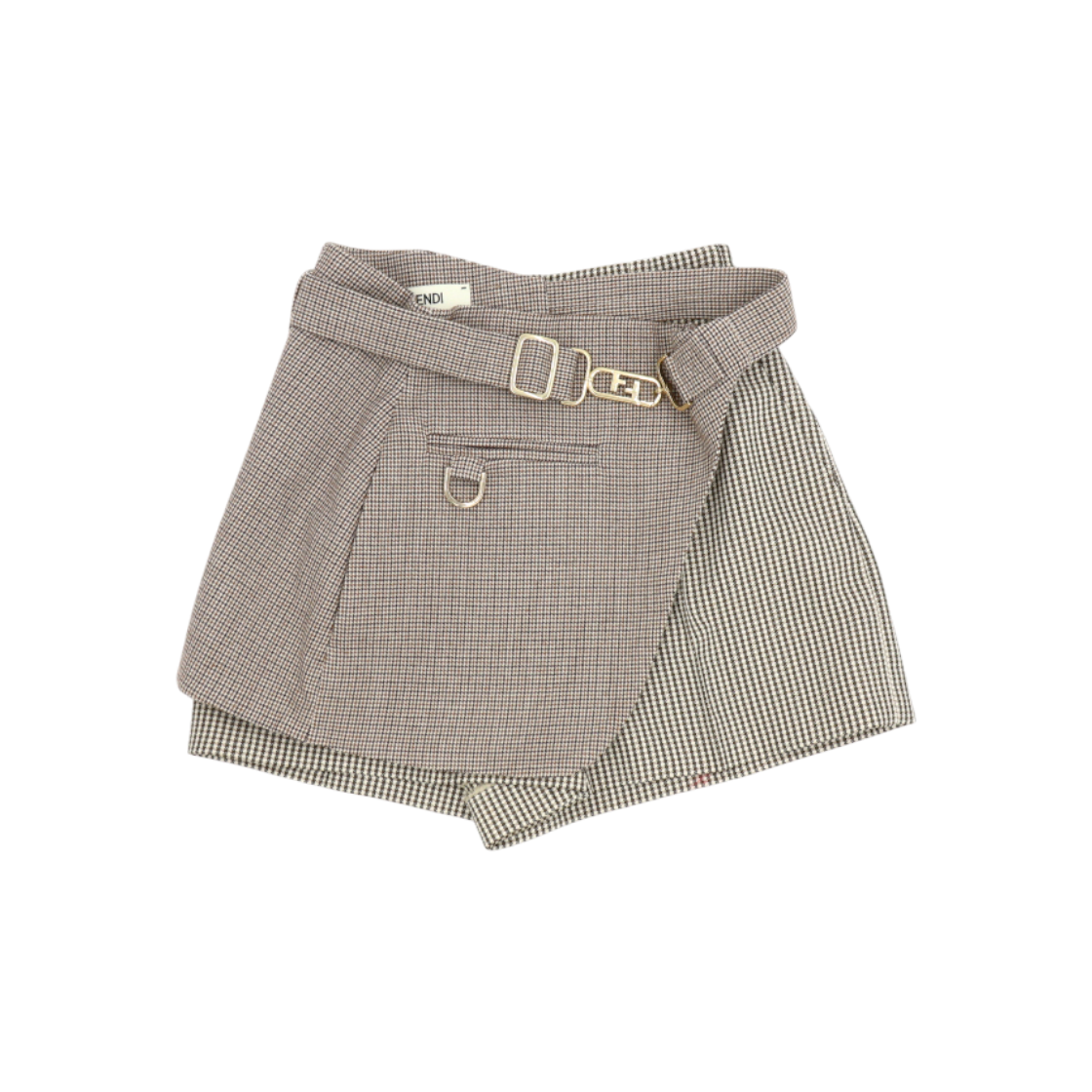 ITD2AOTDGKG9 Fendi FR6410 Houndstooth FF Logo Belt Women Shorts