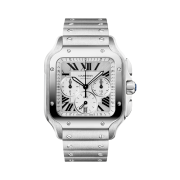 Cartier Santos de Cartier Watch Steel Steel Bracelet Black Rubber Second Strap