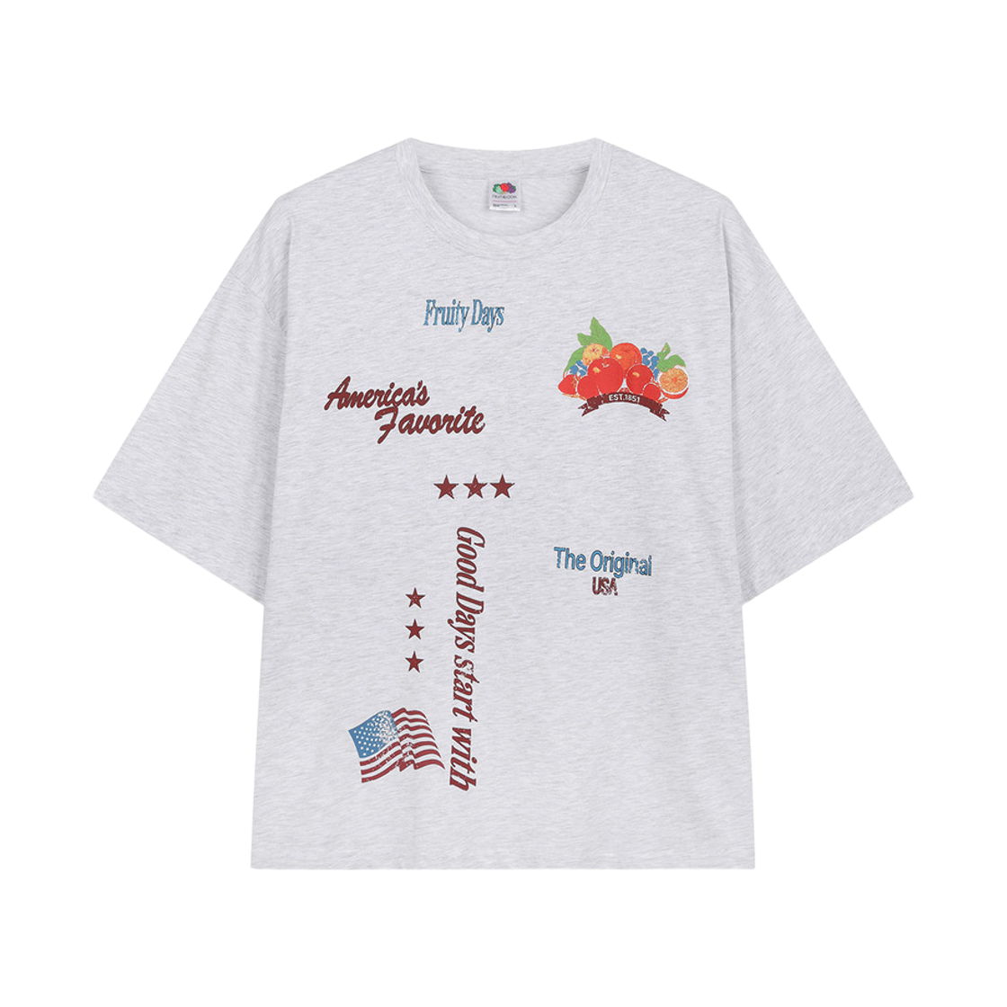 F6223LRS21MGL fruitoftheloom Tropical Raglan Banpal T-shirts MELANGE GREY LIGHT