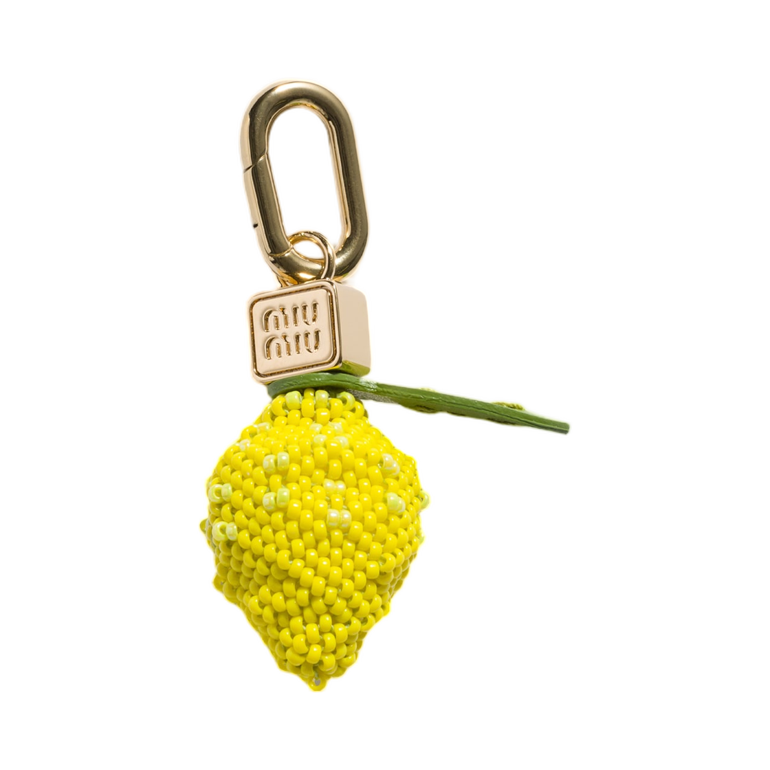 5TT295-2IG7-F0010 Miu Miu Leather Beads and Metal Micro Trick Yellow