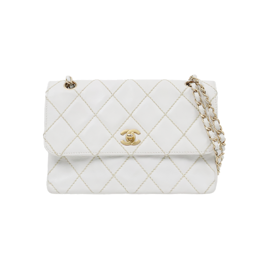 ITEJRQC736DP Chanel White Wild Stitch Chain Shoulder Bag