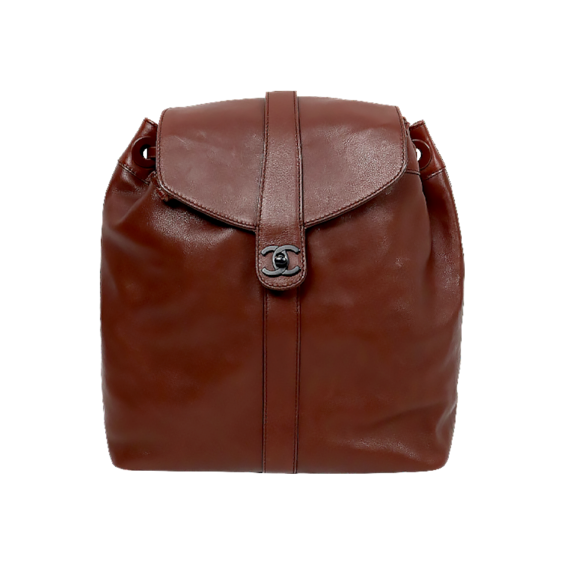 ITQ9HKMCRCMF Chanel Brown CC Drawstring Flap Backpack