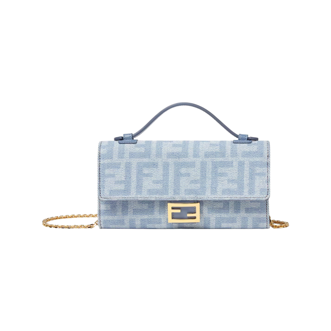 펜디 바게트 체인 장지갑 FF 데님 라이트 블루(Fendi Baguette Chain Long Wallet FF Denim Light Blue)