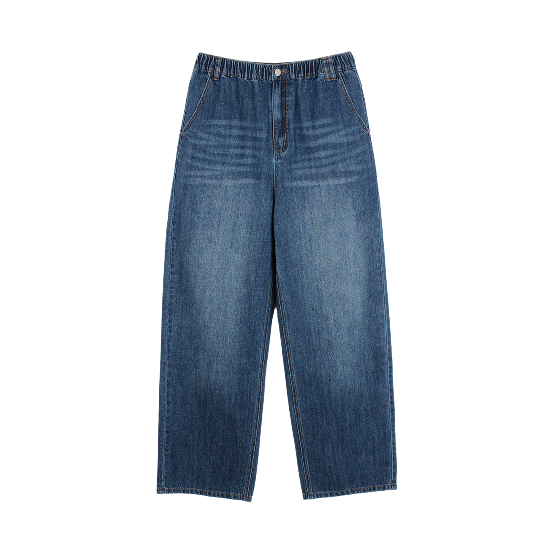 지크립 블루 밴딩 린넨 라이크 세미 와이드 데님 팬츠(GCLIP Blue Banding Linen like Semi wide Denim Pants) - 1