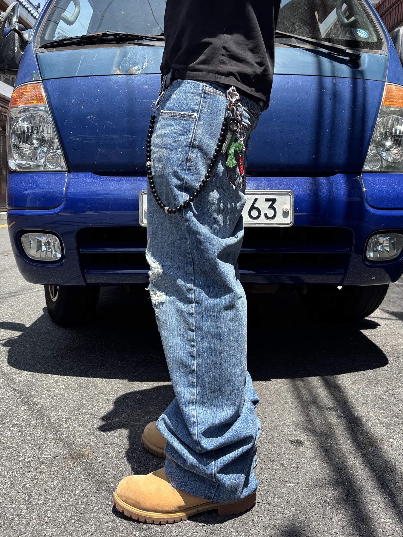 Khak. Low-Rise Jeans In Cotton Vintage Blue, Timberland Premium 6 inch Waterproof Boot Wheat Nubuck - Wide 착용 스타일 - 3