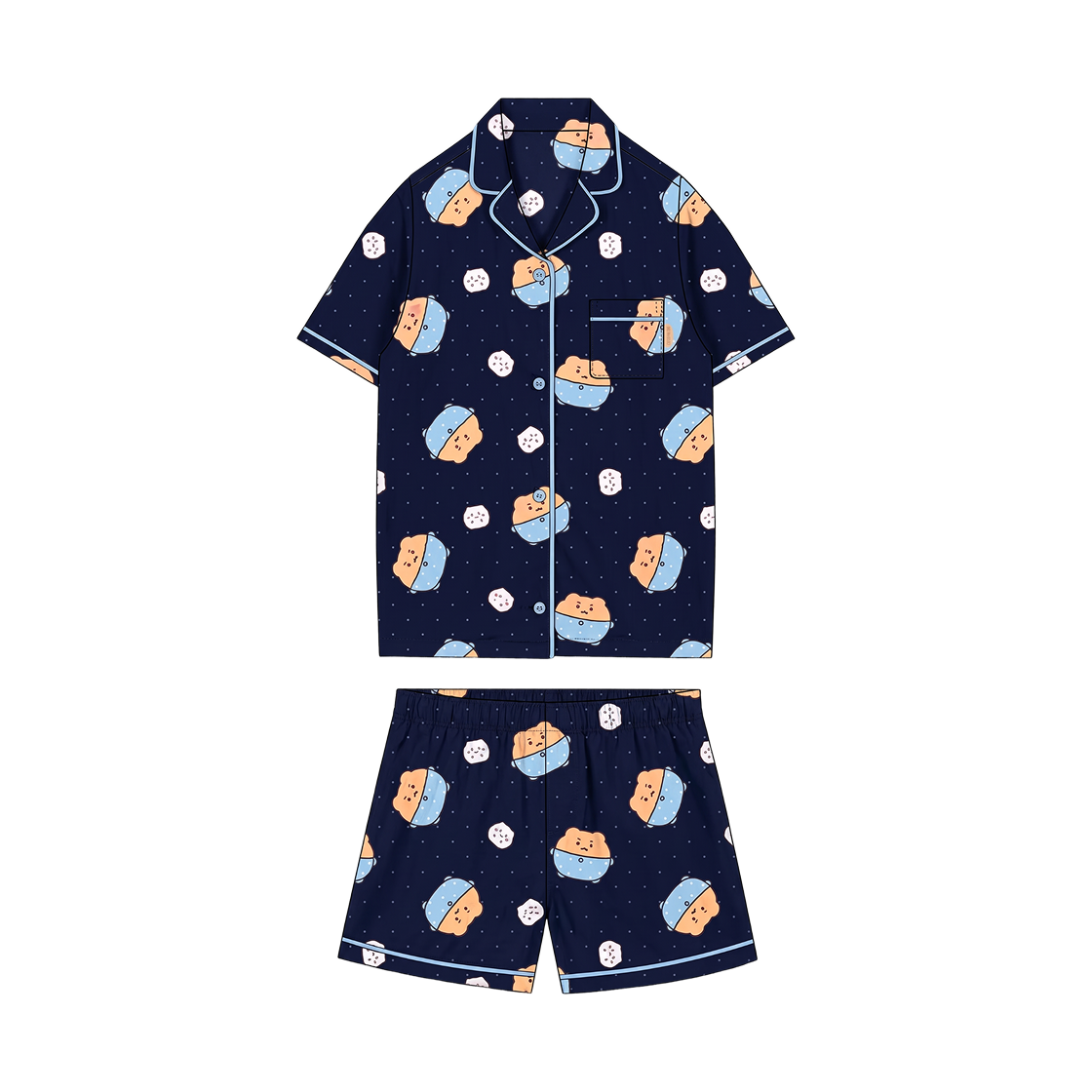 - Spao x Manggom Short Sleeve Pajamas Navy