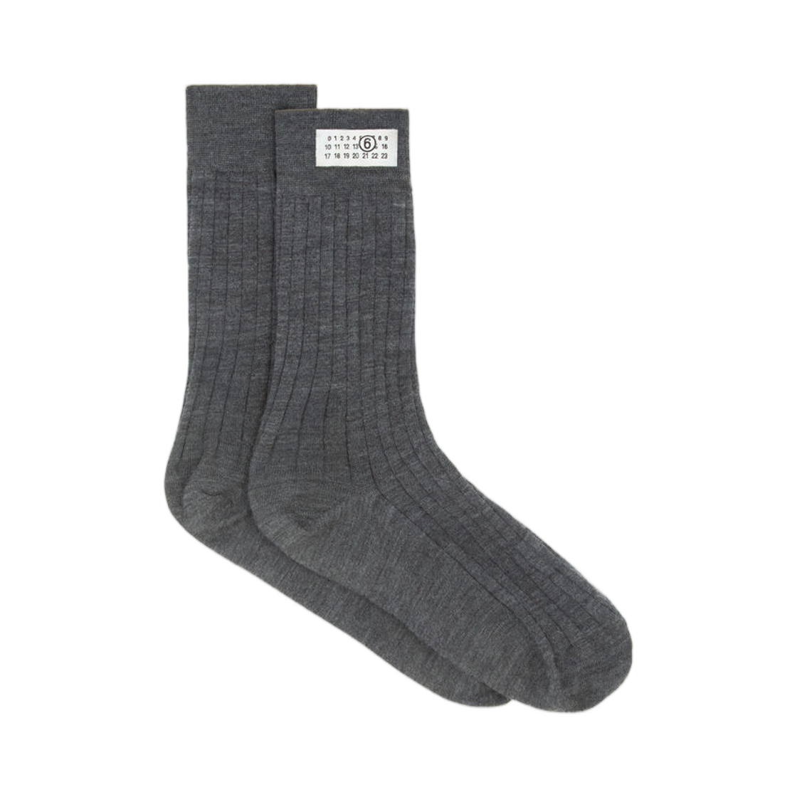 S52TL0040M13295860M MM6 Maison Margiela Wool Blend Socks Grey Melange