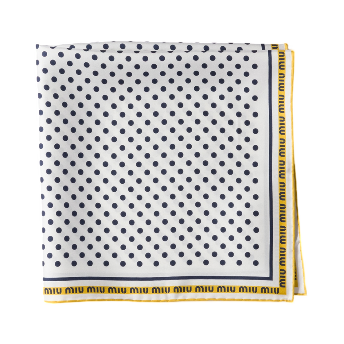 5FF004-2G8P-F057G Miu Miu Printed Twill Scarf Bianco Navy