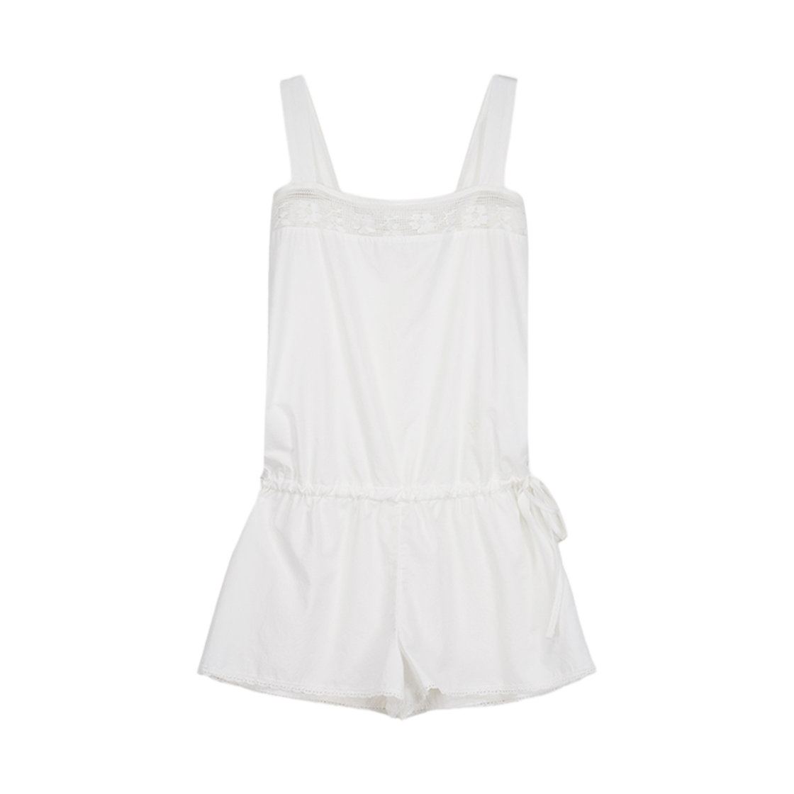 뮈르뮈르 홉스 레이스 리본자수 점프수트 아이보리(MURMURE Hops Lace Shorts Jumpsuit Ivory)