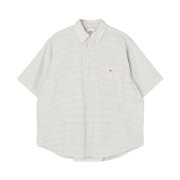 Danton Oxford Short Sleeve Button Down Shirt Off White Navy Check