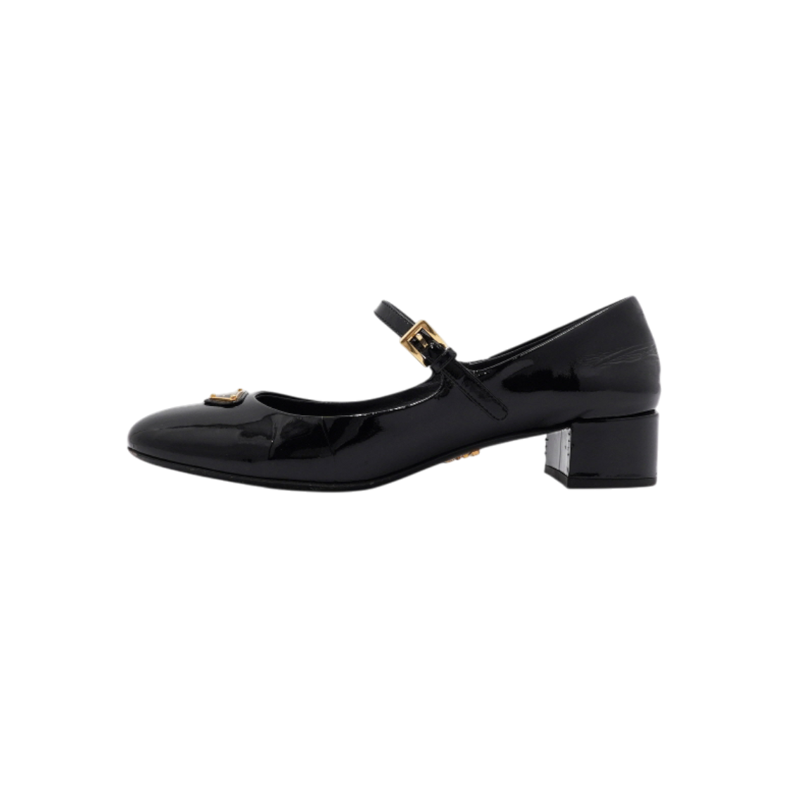 프라다 1I568N 블랙 페이던트 유광 금장로고 펌프스 메리제인 여성 구두aa64786(Prada Black Patent Leather Gold Logo Mary Jane Pumps) - 1