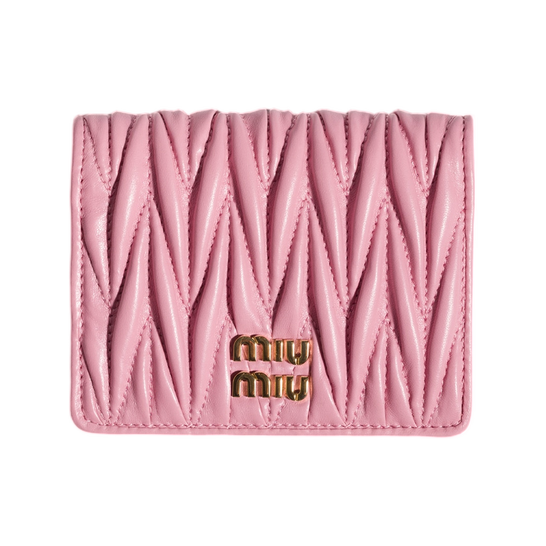 5MV204-AFPP-F0028 Miu Miu Small Matelasse Nappa Leather Wallet Pink