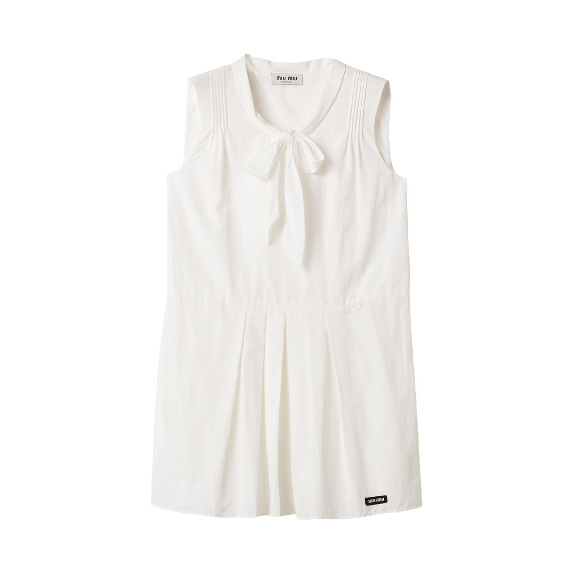 MF6399-163M-F0009 (W) Miu Miu Slubbed Poplin Dress White