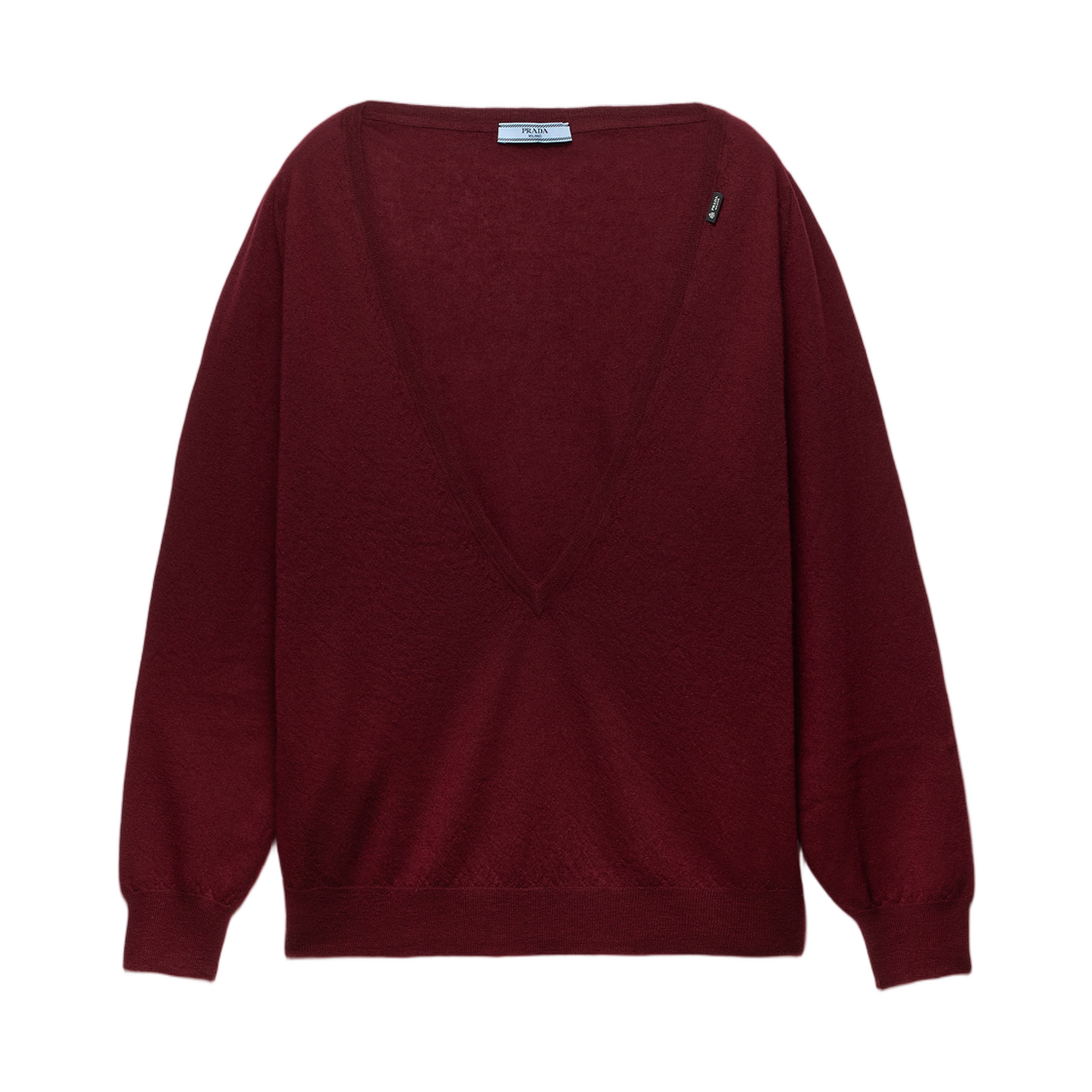 P24C3G-19VK-F0399 (W) Prada Cashmere V-Neck Sweater Amaranth Red