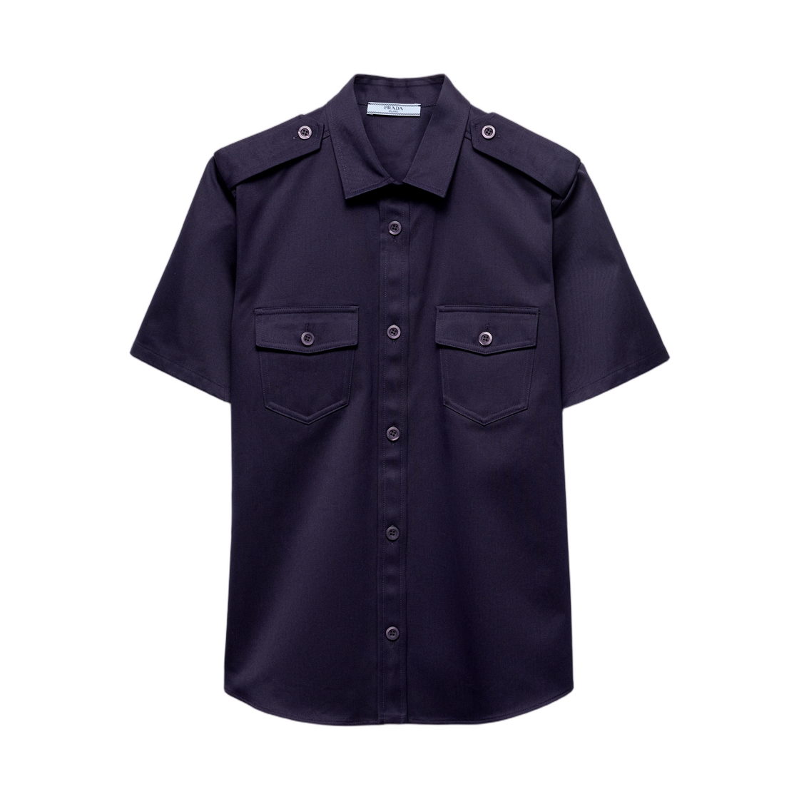 P432J-10YP-F0124 (W) Prada Short-Sleeved Chino Shirt Navy