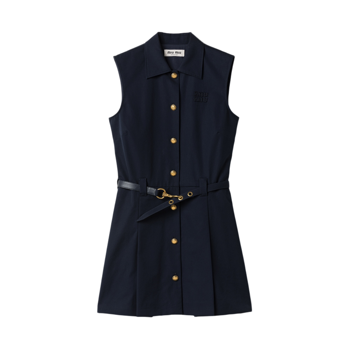 MF6427-1BMS-F0124 (W) Miu Miu Poplin Mini Dress Navy