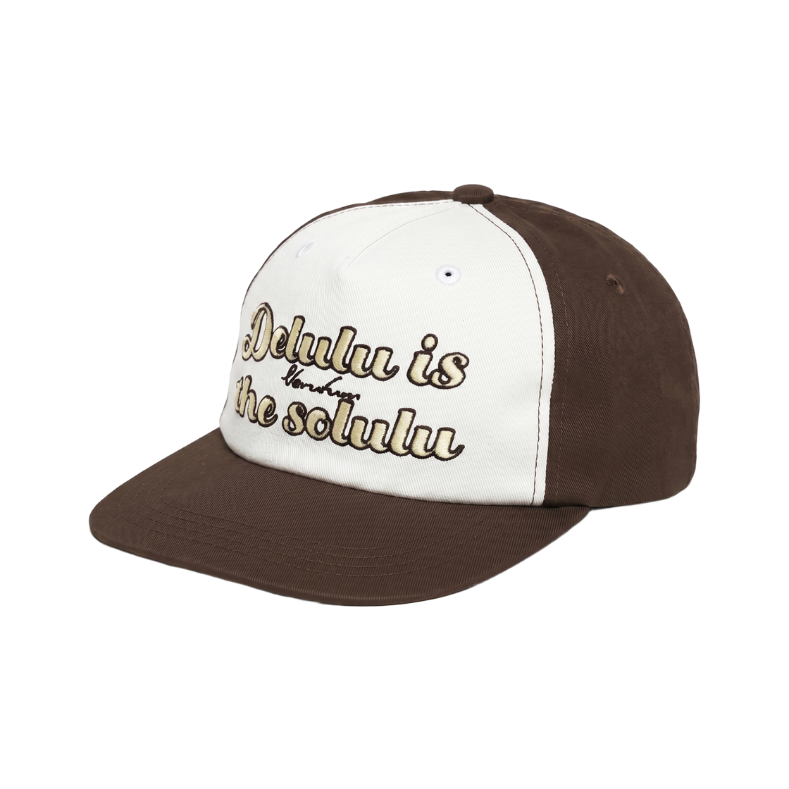 베루툼 델루루 이즈 더 솔루루 6패널 캡 브라운(VERUTUM BC254 Delulu Is The Solulu 5 Panel Cap Brown)