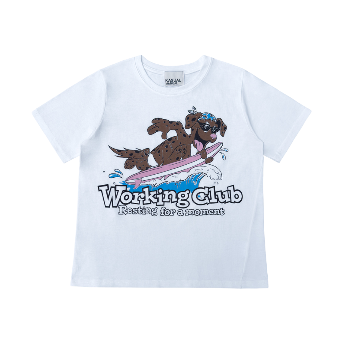 KM26SS31-1 Kasual Manual Surfing Dog T-Shirt White