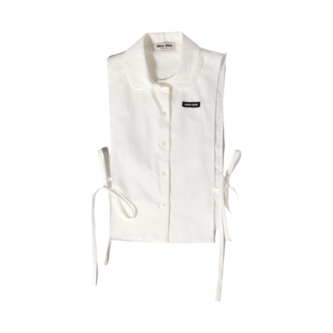 (W) 미우 미우 슬럽 포플린 사이드 타이 셔츠 화이트((W) Miu Miu Slubbed Poplin Side Tie Shirt White) - 1