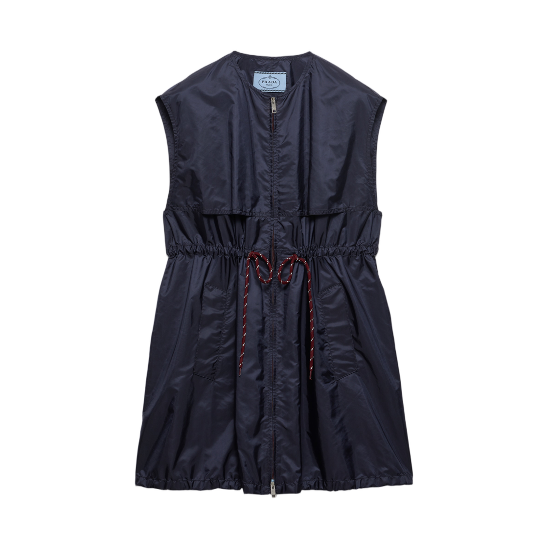 230730-1WQ9-F0AA7 (W) Prada Light Sleeveless Re-Nylon Mini-Dress Blue