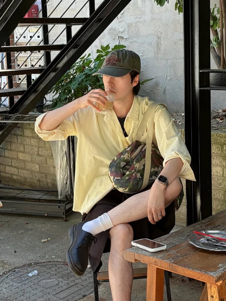 Knitted Palmtree Logo Ballcap Khaki, Knitted Palmtree Logo Ballcap Charcoal 착용 스타일 - 3