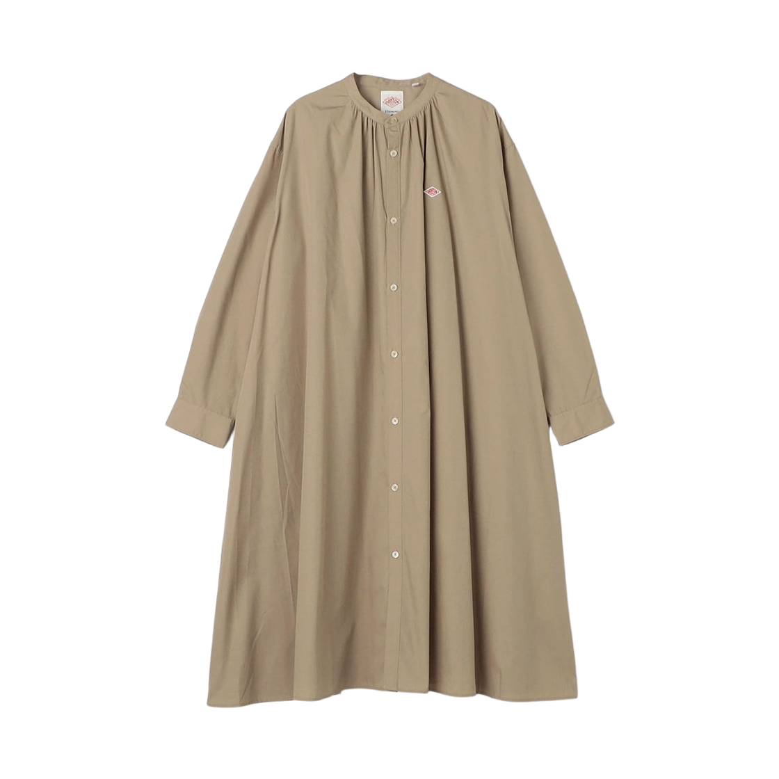 (W) 단톤 브로드클로스 개더드 셔츠 드레스 베이지((W) Danton Broadcloth Gathered Shirt Dress Beige)